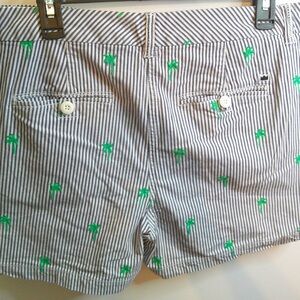 Crown & Ivy Striped Shorts with Palm Tree Print